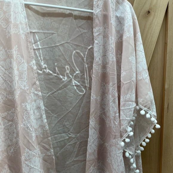 Wedding Favorites Bride Pom Pom Light Pink Print Swim Coverup - Picture 4 of 5